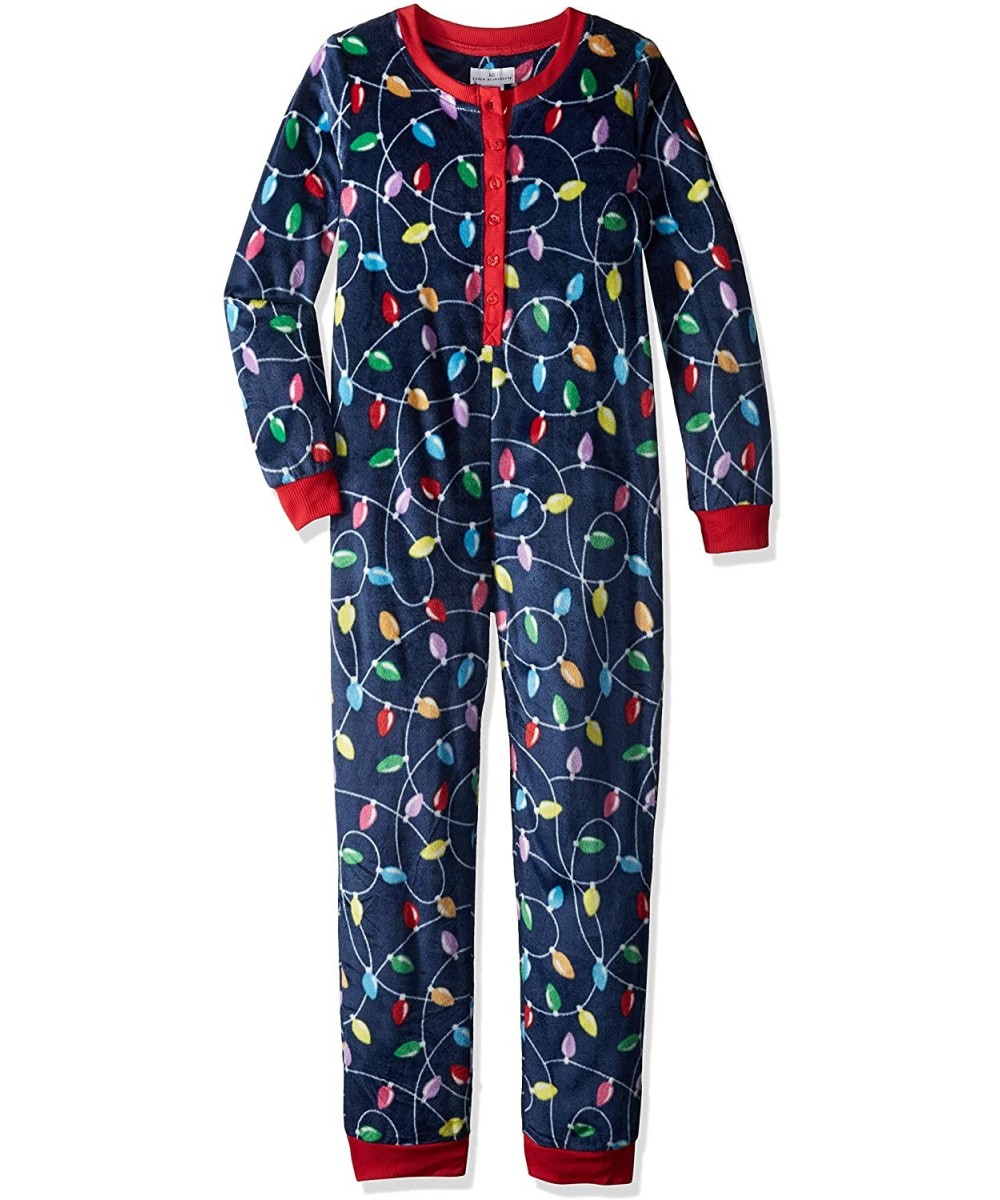 Sets Women's "Get Lit" Family Matching Christmas Holiday Pajama Sets PJ - Multicolor Light Bulbs Blue Onesie Pj - CX18E2L50XD