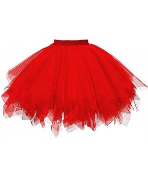 Slips Skirt Petticoat Women Ballet Tutu Underskirt in Tulle Vintage Style 50s Rockabilly Carnival Festivities - Red - CC19468...