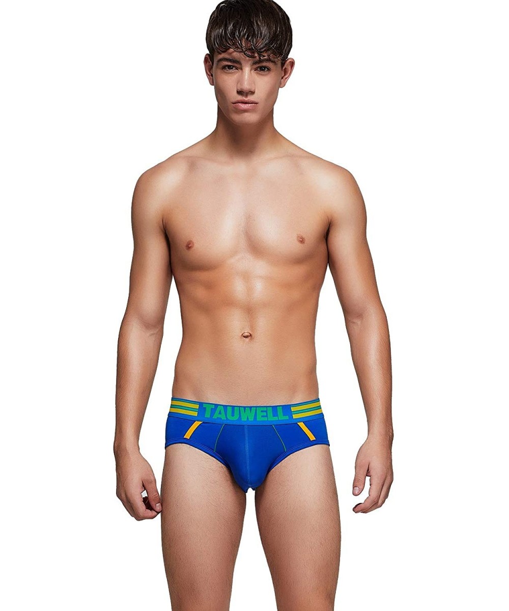 Briefs Mens Low Rise Sports Brief Cotton & Nylon Splice Underwear - 9102 Blue - CV18YLWWSDR