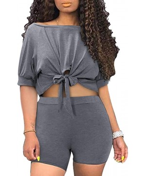 Sets Womens Tracksuits Sports Yoga Suit Cotton Crop Top and Boyshort Pajamas Set Loungewear Workout 2 Piece Outfits B gray - ...