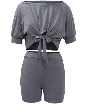 Sets Womens Tracksuits Sports Yoga Suit Cotton Crop Top and Boyshort Pajamas Set Loungewear Workout 2 Piece Outfits B gray - ...