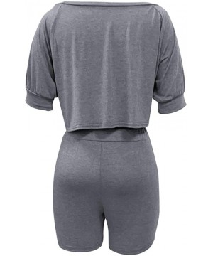 Sets Womens Tracksuits Sports Yoga Suit Cotton Crop Top and Boyshort Pajamas Set Loungewear Workout 2 Piece Outfits B gray - ...