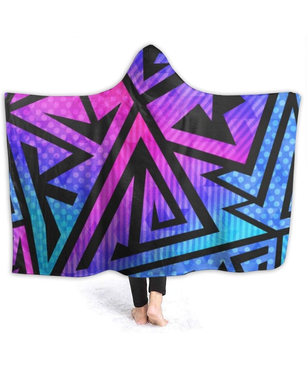 Robes Wearable Hoodie Blanket Geometric Rainbow Hooded Throw Wrap Cape Cloak Bathrobe Womens Durable School Travel Shawl Flan...