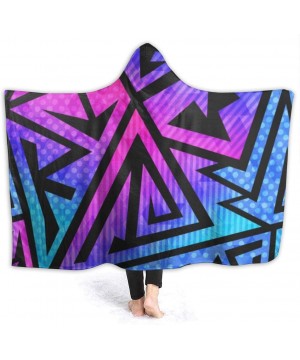 Robes Wearable Hoodie Blanket Geometric Rainbow Hooded Throw Wrap Cape Cloak Bathrobe Womens Durable School Travel Shawl Flan...