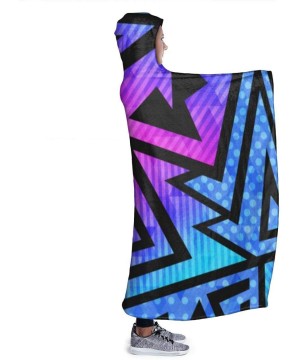 Robes Wearable Hoodie Blanket Geometric Rainbow Hooded Throw Wrap Cape Cloak Bathrobe Womens Durable School Travel Shawl Flan...