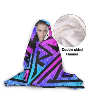 Robes Wearable Hoodie Blanket Geometric Rainbow Hooded Throw Wrap Cape Cloak Bathrobe Womens Durable School Travel Shawl Flan...