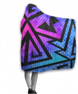 Robes Wearable Hoodie Blanket Geometric Rainbow Hooded Throw Wrap Cape Cloak Bathrobe Womens Durable School Travel Shawl Flan...