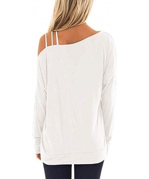 Thermal Underwear Women's Long Sleeve Tops Cold Shoulder Pullover Sweatshirt Loose Plain T Shirt Blouses Tunic Tops - White -...