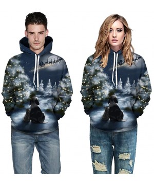 Sleep Sets Plus Size Ugly Christmas Sweater for Women Men Light Up Xmas Hoodie Long Sleeve Casual Sweatshirts - Blue-a - CZ18...