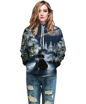 Sleep Sets Plus Size Ugly Christmas Sweater for Women Men Light Up Xmas Hoodie Long Sleeve Casual Sweatshirts - Blue-a - CZ18...