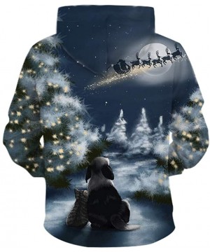 Sleep Sets Plus Size Ugly Christmas Sweater for Women Men Light Up Xmas Hoodie Long Sleeve Casual Sweatshirts - Blue-a - CZ18...