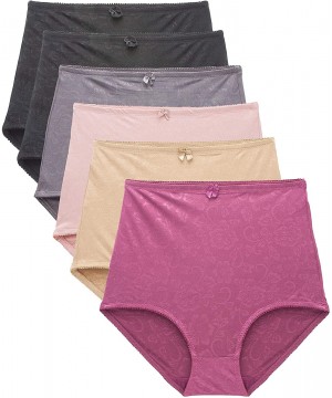 Shapewear 6 Pack Women's High-Waist Tummy Control Girdle Panties - Silky Flower - C112EW9K353