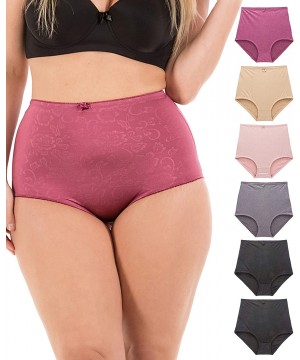 Shapewear 6 Pack Women's High-Waist Tummy Control Girdle Panties - Silky Flower - C112EW9K353