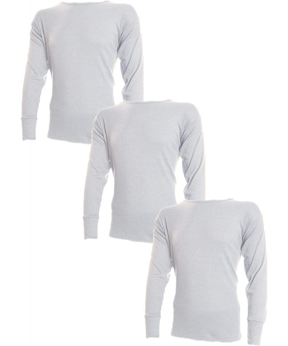 Thermal Underwear 3 Pairs Mens Undercover Brushed Thermal Vests and Long Johns - White (Long Sleeve Vest) - CM18A90839Q