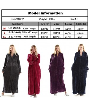 Robes Womens Fleece Warm Robe-Cozy Fluffy Long Bathrobe-Plush Night Dressing Robes for Women - No Hood-rose Red - CT18DN8H22M