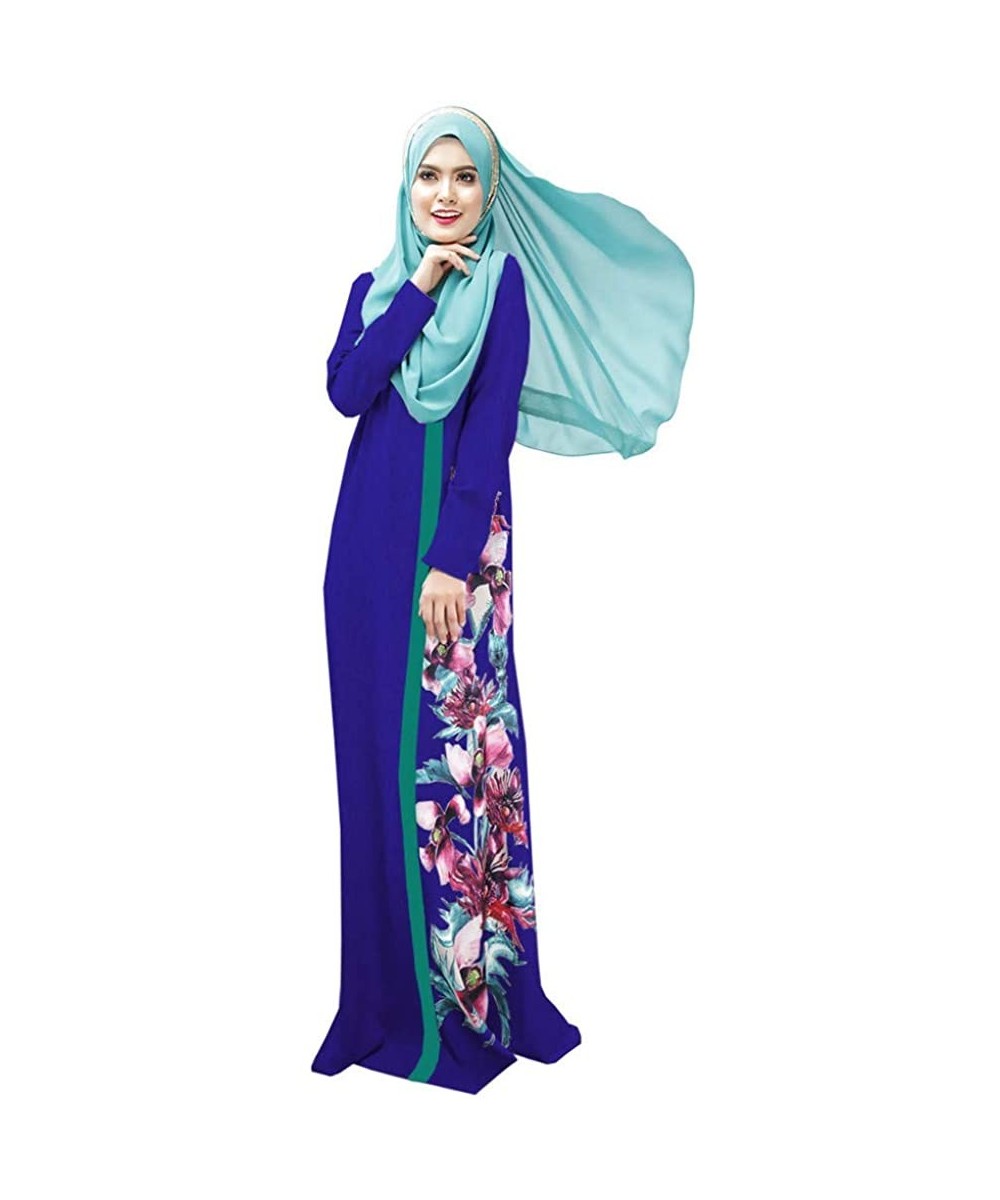 Robes Women's Muslim Dress Beaded Long Sleeve Loose Robe Dubai Abaya Dress Turkish Traditional Arab Islamic Jilbab Kaftan - B...