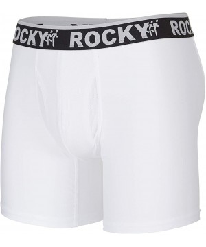 Boxer Briefs Men's Boxer Briefs - 6" Performance Underwear 4-Way Stretch - 2 Pack - White - Grey Waistband-1 Pack - C91839CX6XH