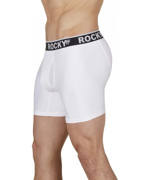 Boxer Briefs Men's Boxer Briefs - 6" Performance Underwear 4-Way Stretch - 2 Pack - White - Grey Waistband-1 Pack - C91839CX6XH