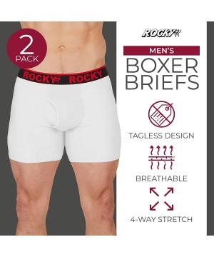 Boxer Briefs Men's Boxer Briefs - 6" Performance Underwear 4-Way Stretch - 2 Pack - White - Grey Waistband-1 Pack - C91839CX6XH