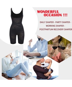 Shapewear Women Thigh Slimmer Bodysuits Smooth Tummy Control Shapewear with Back Open Butt - Black - C5196SDZNA3