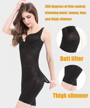 Shapewear Women Thigh Slimmer Bodysuits Smooth Tummy Control Shapewear with Back Open Butt - Black - C5196SDZNA3