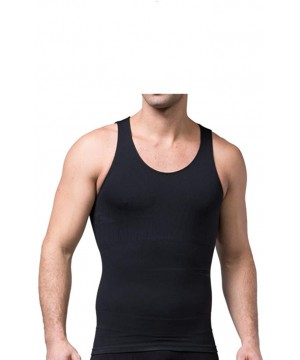 Undershirts Mens Slimming Body Shaper Wear Vest Tank Tops T-Shirts Men's Undershirts Summer Sheer Mesh Lingerie Corset - Blac...