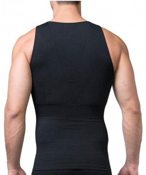 Undershirts Mens Slimming Body Shaper Wear Vest Tank Tops T-Shirts Men's Undershirts Summer Sheer Mesh Lingerie Corset - Blac...