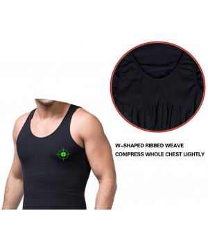 Undershirts Mens Slimming Body Shaper Wear Vest Tank Tops T-Shirts Men's Undershirts Summer Sheer Mesh Lingerie Corset - Blac...