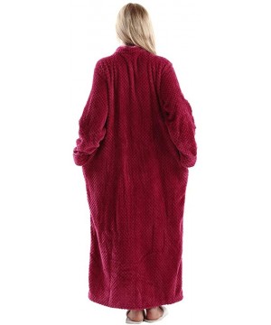 Robes Womens Fleece Warm Robe-Cozy Fluffy Long Bathrobe-Plush Night Dressing Robes for Women - No Hood-rose Red - CT18DN8H22M