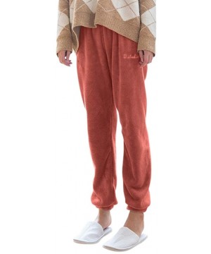 Bottoms Sweatpants Womens Casual Velvet Coral Fleece Sweatpants Plush Jogger Lounge Pants Pajama Pants - Red - CB18Z0QXLUD