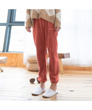 Bottoms Sweatpants Womens Casual Velvet Coral Fleece Sweatpants Plush Jogger Lounge Pants Pajama Pants - Red - CB18Z0QXLUD