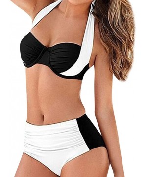 Tops Women's Swimwear Sexy High Waist Pad Push-up Bikini Set Two-Piece Beachwear Swimsuit - White - CZ18TQTDKLR