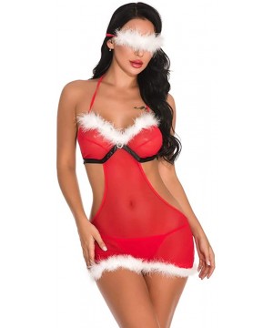 Baby Dolls & Chemises Christmas Teddy Lingerie for Women Sexy Santa Bodysuit One Piece Babydoll - C118ASDL86M