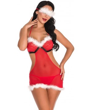 Baby Dolls & Chemises Christmas Teddy Lingerie for Women Sexy Santa Bodysuit One Piece Babydoll - C118ASDL86M