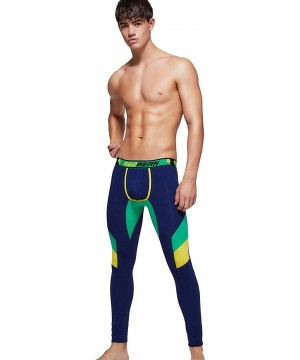 Thermal Underwear Mens Sexy Low Rise Long Underwear Sexy Long John Vortex Tights 90401 - 90401 Navy - CC18ZHOC9Y0