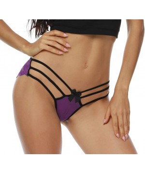 Panties Front Strappy Cheeky Panties - Purple - C218XST5QH5