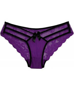 Panties Front Strappy Cheeky Panties - Purple - C218XST5QH5