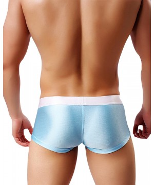 Boxer Briefs Men's Sexy Solid Nylon Pouch Boxer Brief Underwear Panties Underpants - Blue - CR187AKS5T2