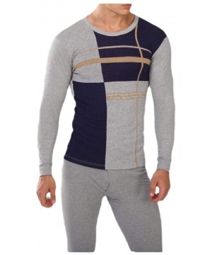 Thermal Underwear Men 2-Piece Basic Cotton Fall Winter Warm Stretchy Soft Long Johns - Light Grey - C019400USDM