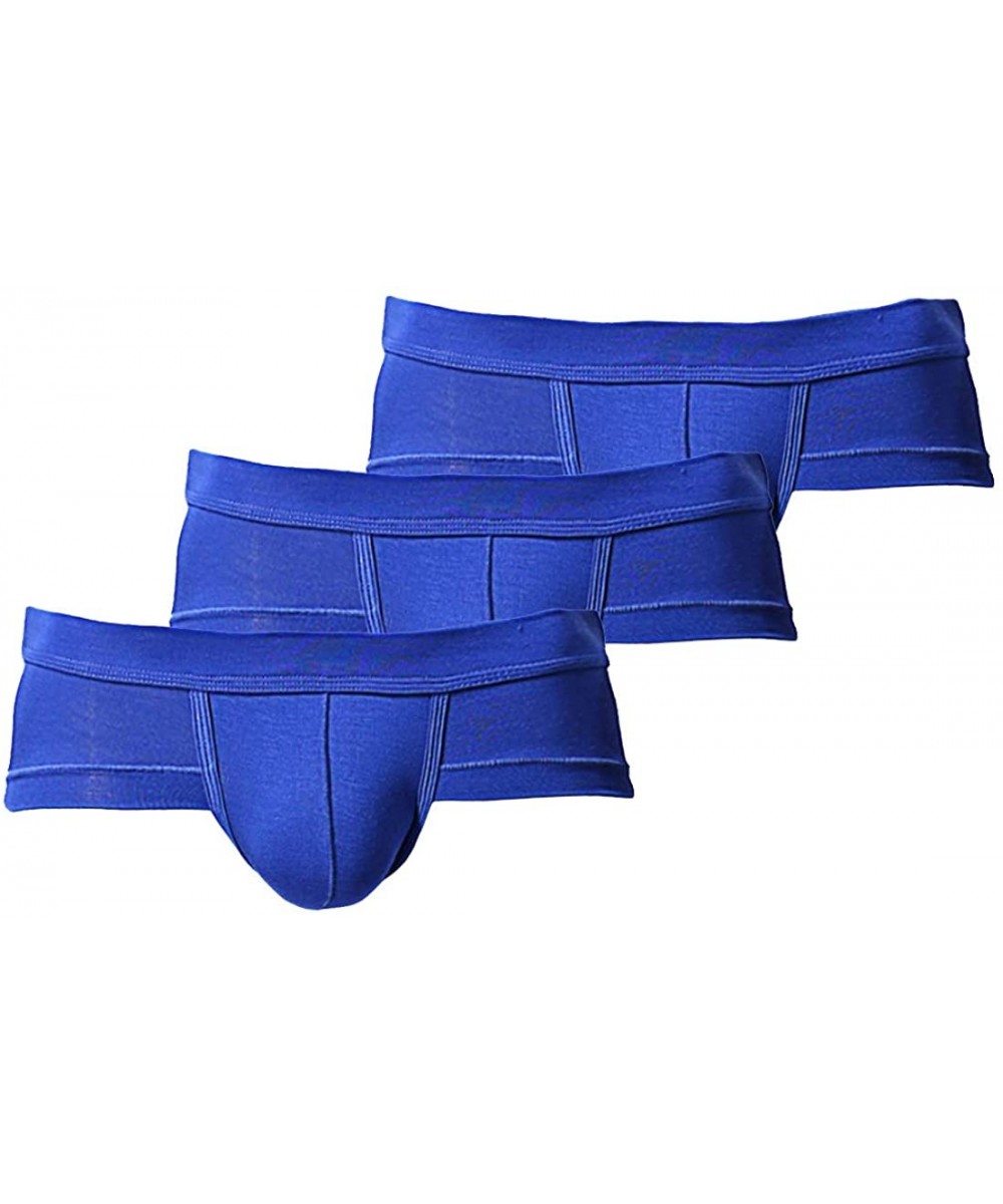 Briefs Mens Underwear Functional Solid Color Modal Breathable Casual Brief 3-Pack - Lake Blue - CY192ARQ8UU