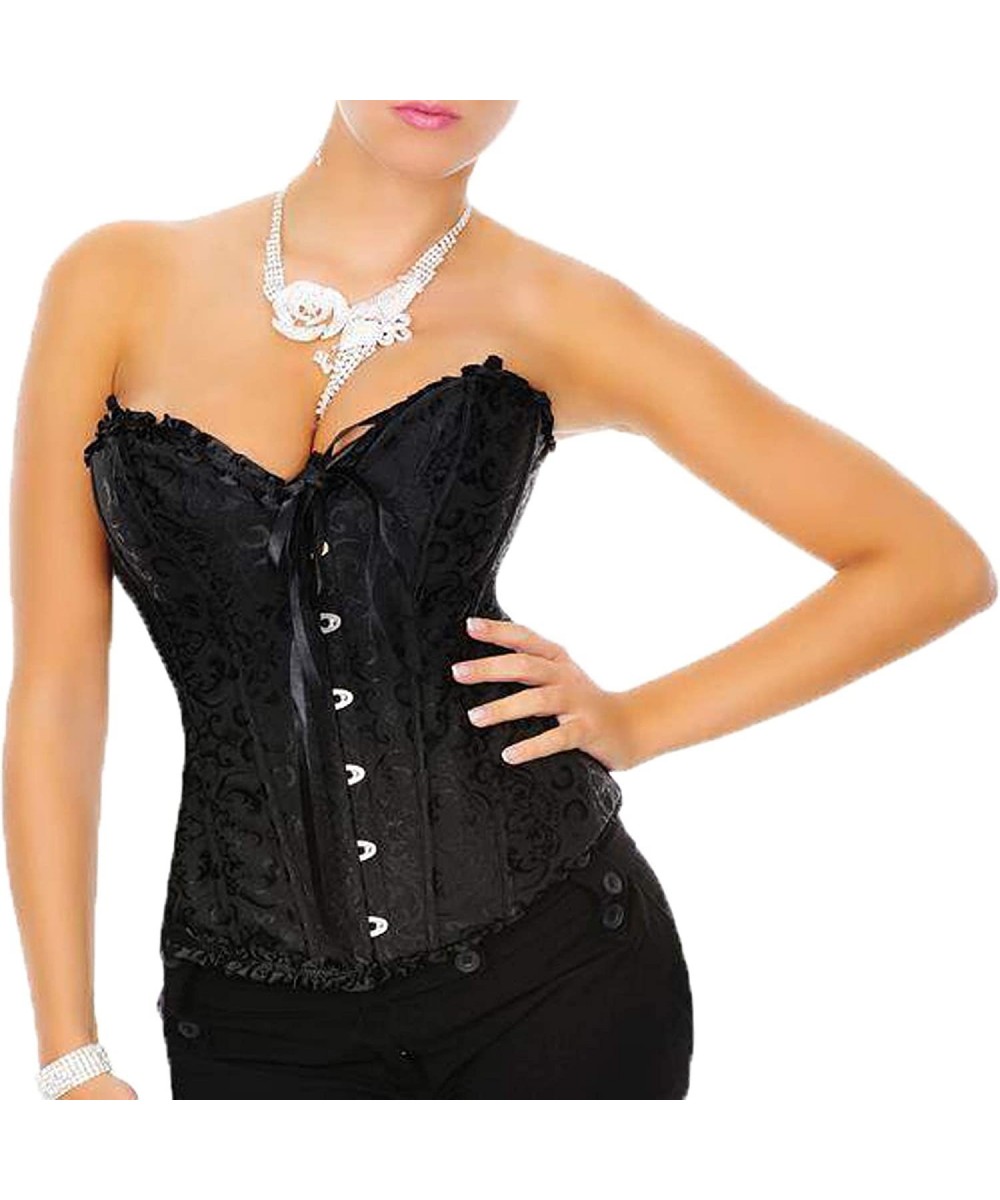 Bustiers & Corsets Corset Women - Vintage Brocade Bridal Basque - Gothic Bustier - Plus Size 2-20 - Black - CO1990L6WSA