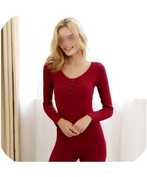 Thermal Underwear Thermal Underwear for Women Winter Warm Slimming Underwear Second Thermal Skin Women's Pajamas - Red Wine -...