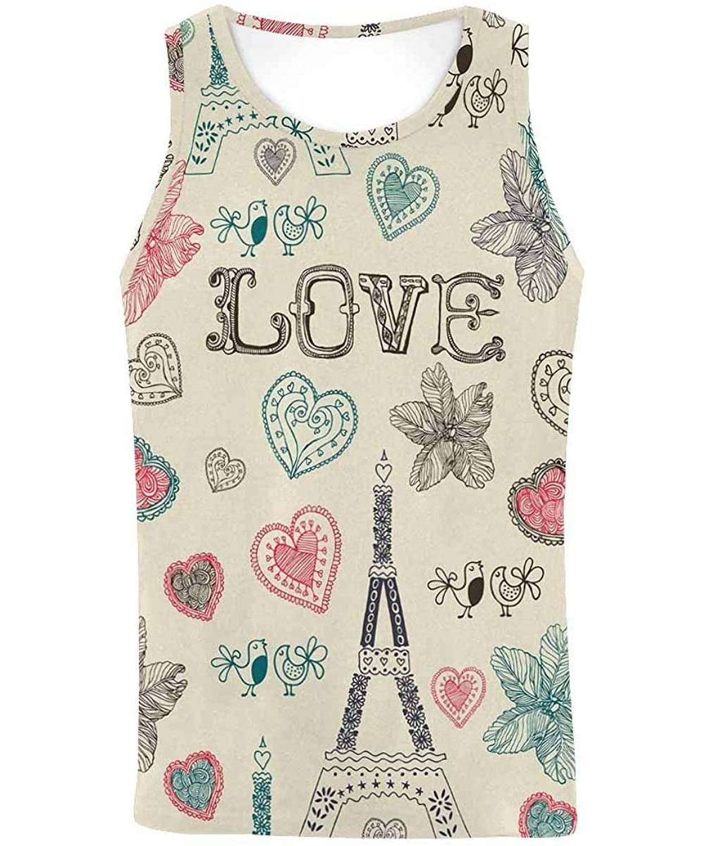 Undershirts Men's Muscle Gym Workout Training Sleeveless Tank Top Love Hearts - Multi3 - C519DLNZSCL