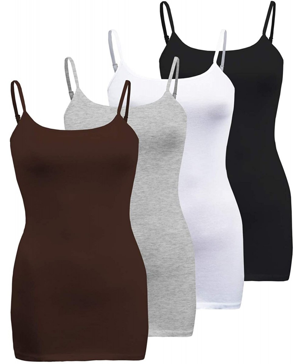 Camisoles & Tanks Womens Plus Size Classic Basic Solid Cami with Adjustable Spaghetti Straps Tank Top 4Pack 1XL~3XL - America...