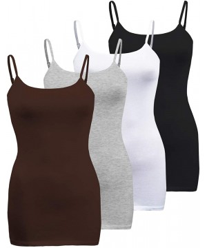 Camisoles & Tanks Womens Plus Size Classic Basic Solid Cami with Adjustable Spaghetti Straps Tank Top 4Pack 1XL~3XL - America...