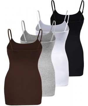 Camisoles & Tanks Womens Plus Size Classic Basic Solid Cami with Adjustable Spaghetti Straps Tank Top 4Pack 1XL~3XL - America...