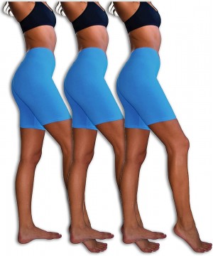 Panties Slip Shorts | 3-Pack Bike Shorts | Semi-Sheer Cotton Spandex Stretch Boyshorts for Yoga/Workouts - Turquoise - CI1293...