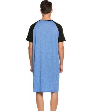 Sleep Tops Men's Cotton Nightshirts Henley Nightgown Short Sleeve Sleepwear Dress Big&Tall Lounge Pajamas Shirt Sleepshirt M-...