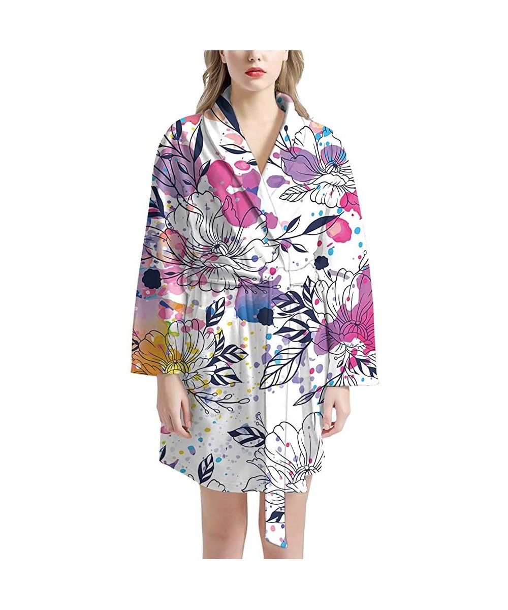 Robes Women Kimono Robes Lightweight Soft Robe Bathrobe Casual Sleepwear Ladies Loungewear Pajamas - Tie Dye Floral - CE19837...