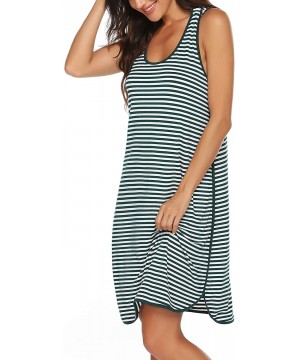 Nightgowns & Sleepshirts Women's Maternity Sleeveless Dress Striped Nightgown Pregnancy Gown for Breastfeeding - Dark Green -...